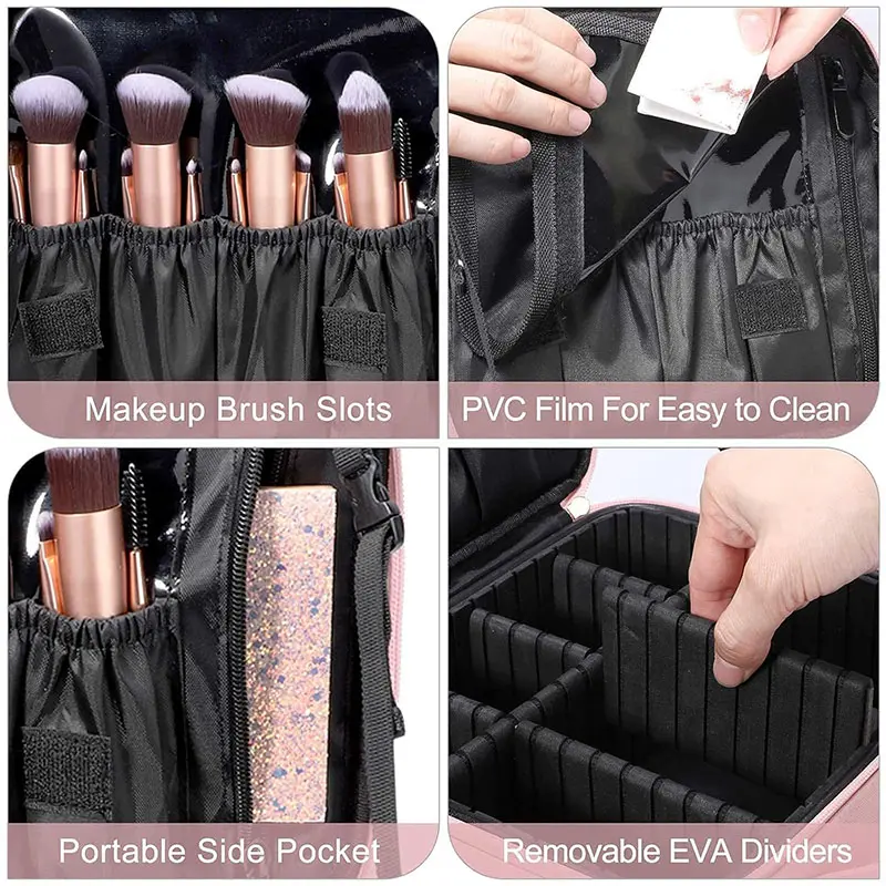 Waterproof PU Leather Cosmetic Bag Professional Large Capacity Storage Make up Handbag Case Travel Toiletry Makeup bag For Women