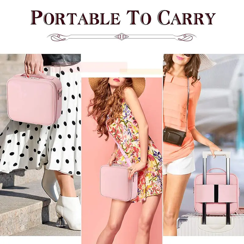 Waterproof PU Leather Cosmetic Bag Professional Large Capacity Storage Make up Handbag Case Travel Toiletry Makeup bag For Women