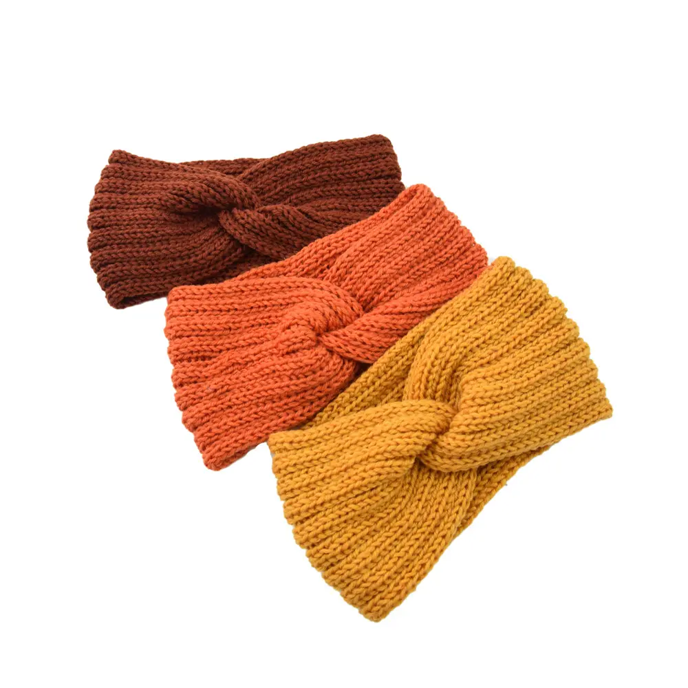 Autumn Winter Women Knitted Headband Headwrap Elastic Turban Solid Color Women Ear Warmer Outdoor Cycling Headband Headwear