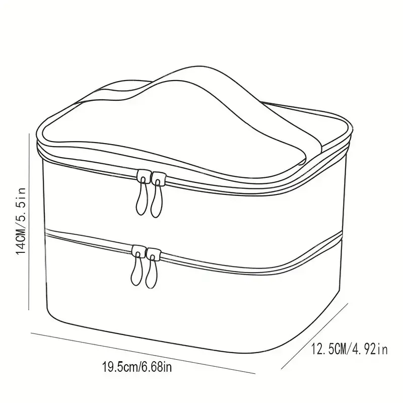 Double Layer Travel Makeup Bag for Women - Large Toiletry Pouch with Handle & Brush Storage Compartment, Spacious Cosmetic Organ
