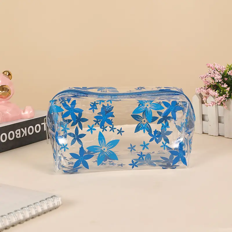 1 Piece Creative Design Transparent Makeup Case for Women Sweet Flower Cherry Bag Organizer Cute Large Capacity Cosmetic Bag