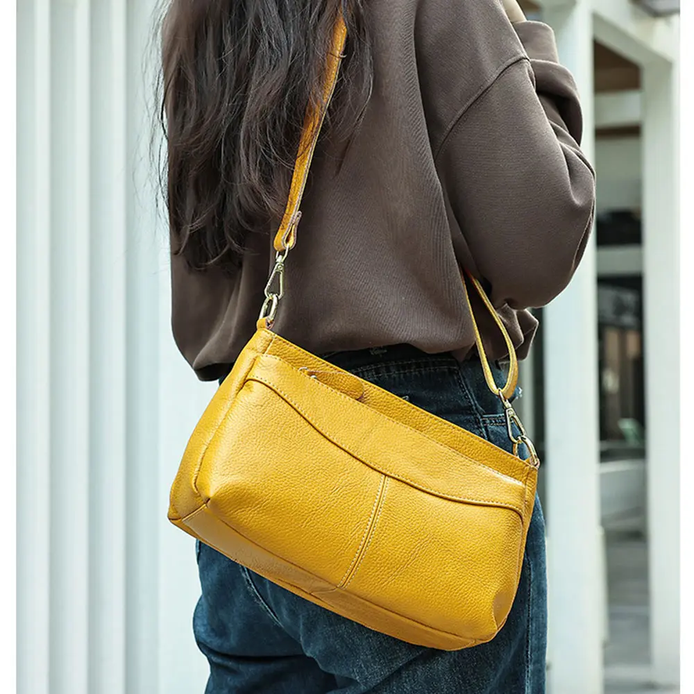 Genuine Leather Women's Bag Luxury High Quality Women Crossbody Bag Trendy Designer Cowhide Female Shoulder Bags 7651