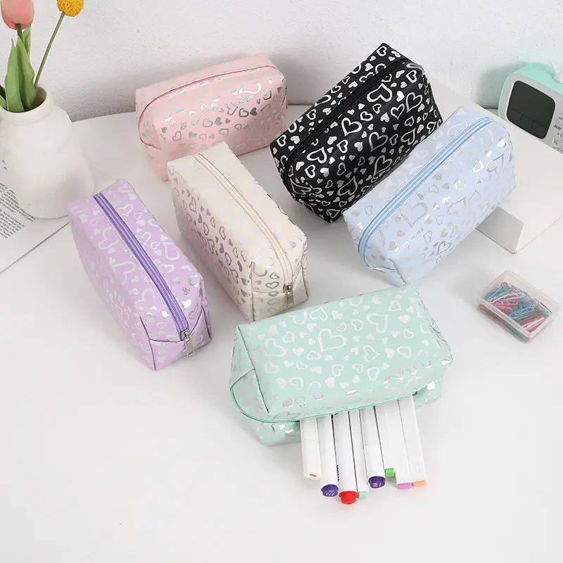 New Heart Pattern Women Makeup Bag Toiletries Cosmetic Organizer Zipper Bag Travel Wash Pouch Cosmetic Case Female Make Up Bags