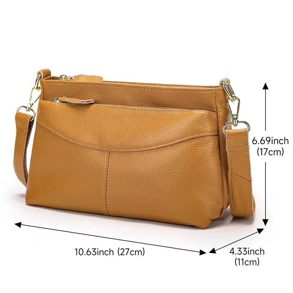 Genuine Leather Women's Bag Luxury High Quality Women Crossbody Bag Trendy Designer Cowhide Female Shoulder Bags 7651