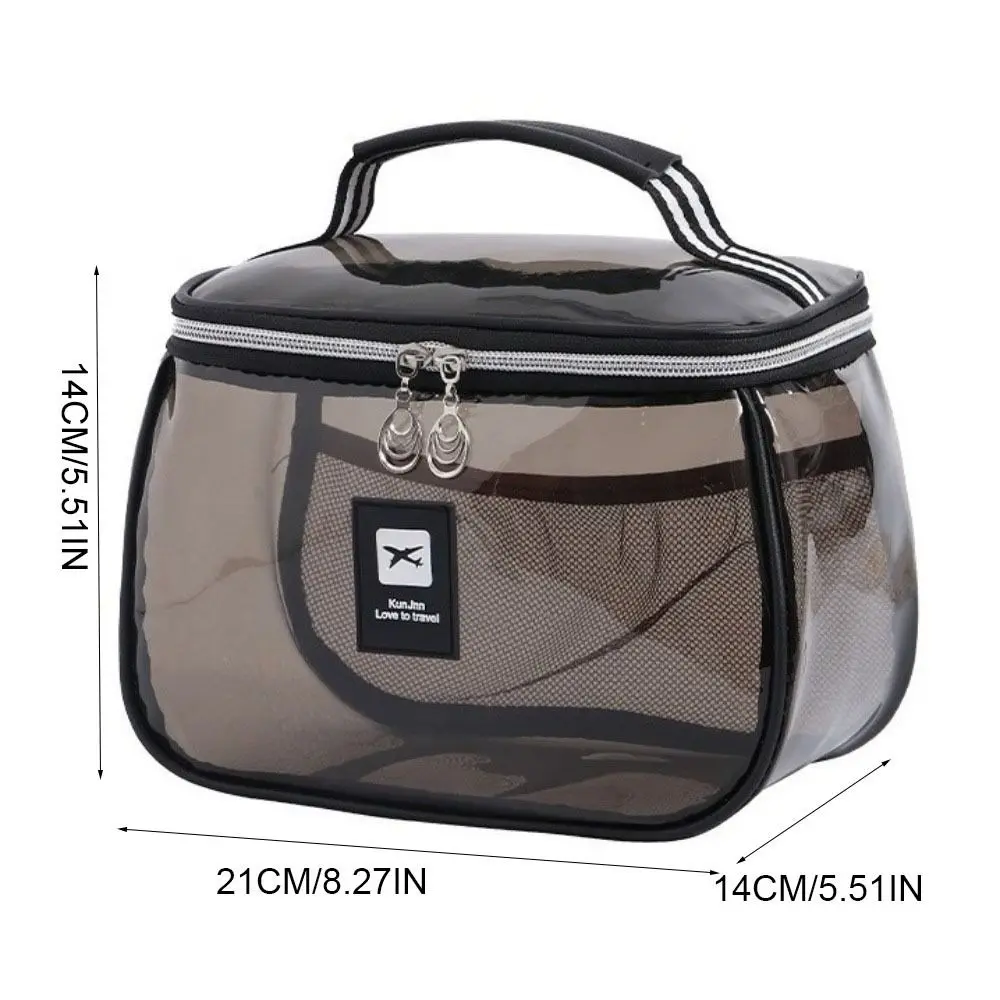 Portable Transparent PVC Cosmetic Bag PVC Waterproof Clear Makeup Bag Large Capacity Zipper Toiletry Storage Organizer Women