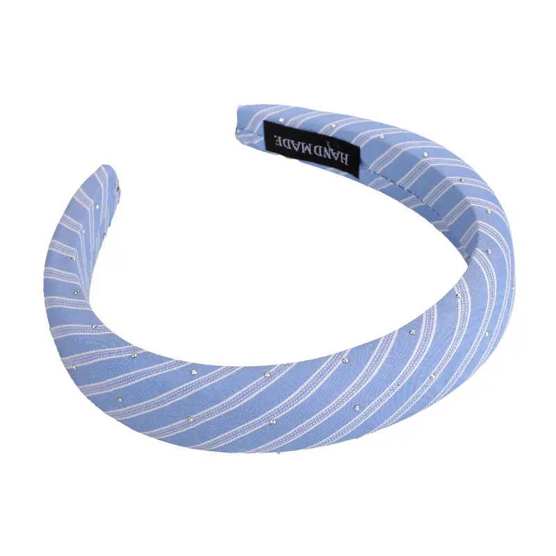 Beach Blue Striped Headbands New Twill Fabric Sponge Hair Hoop for Womans Girls Sweet Elegant Hair Band Fashion Retro Headdress