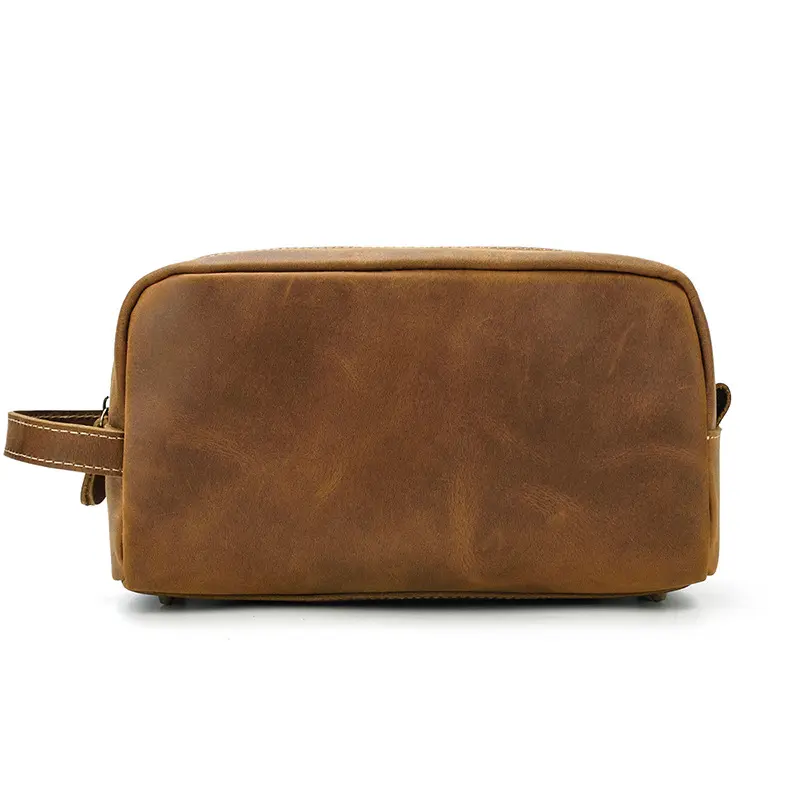 Men Leather Makeup Bag Multifunctional Cosmetic Bag Storage Bag For Women Vintage Clutch Bag Genuine Leather Men Toiletry Bag