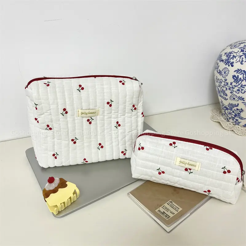 Cute Flower Women's Soft Cosmetic Bag Portable Large Capacity Ladies Makeup Case Travel Storage Bag Female Clutch Purse Handbags