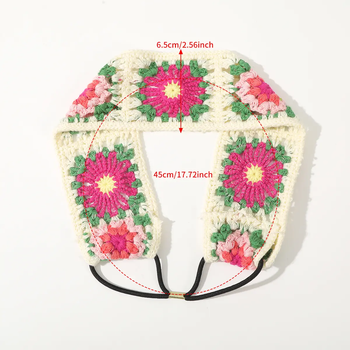 AWAYTRBohemian Crochet Turban Hair Bands Vintage Hair Scarf For Women Flower Knit Headband Headwrap Hair Accessories