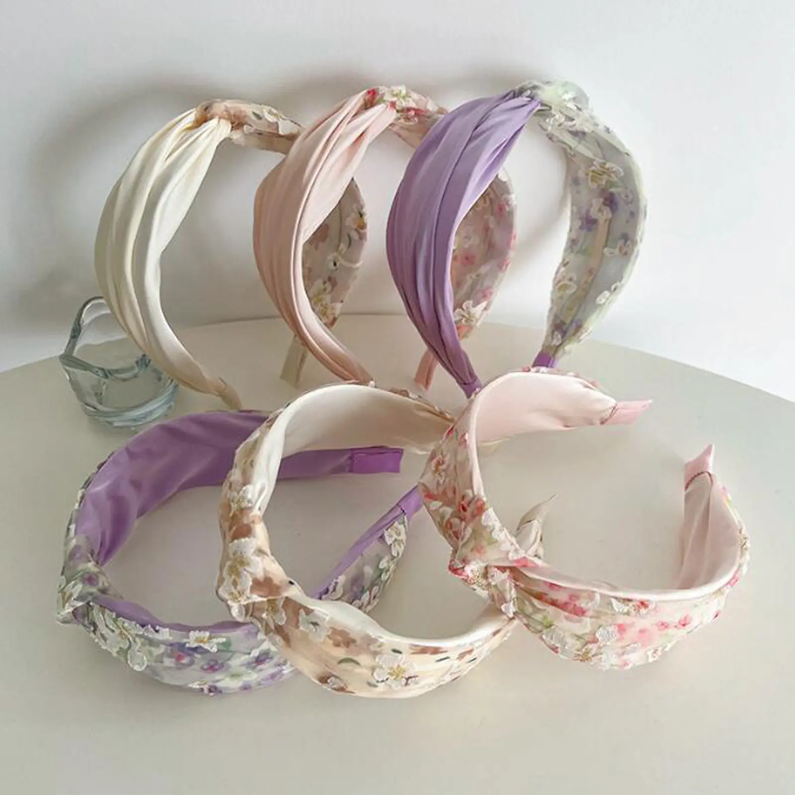PROLY New Fashion Headband For Women Wide Side Flower Hairband Fresh Light Color Turban Girls Hair Accessories Wholesale