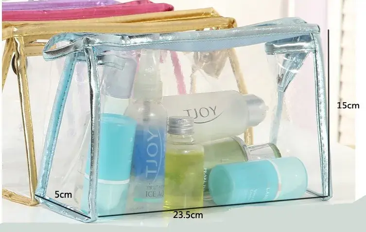 Clear Waterproof PVC Cosmetic Bag Organizer Women Makeup Bag Wash Bag Fashion Makeup Pouch Large Capacity Skincare Storage Bags