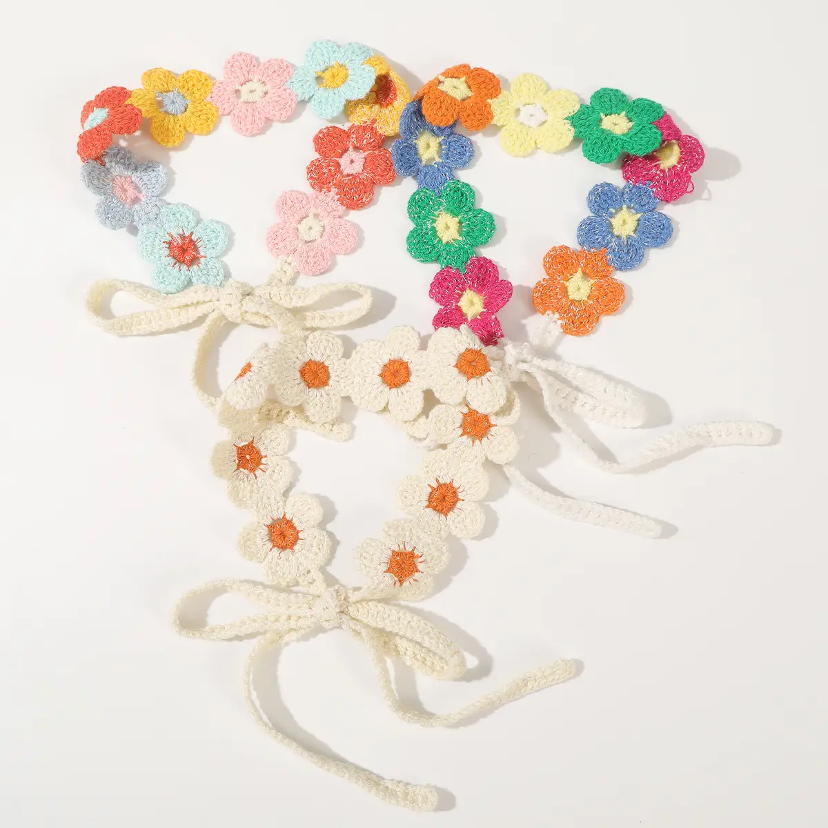 AWAYTR Colorful Flowers Turban Hairbands Knitted Flower Headband Bandage Beach Bandana Ladies Travel Hawaii Hair Accessories