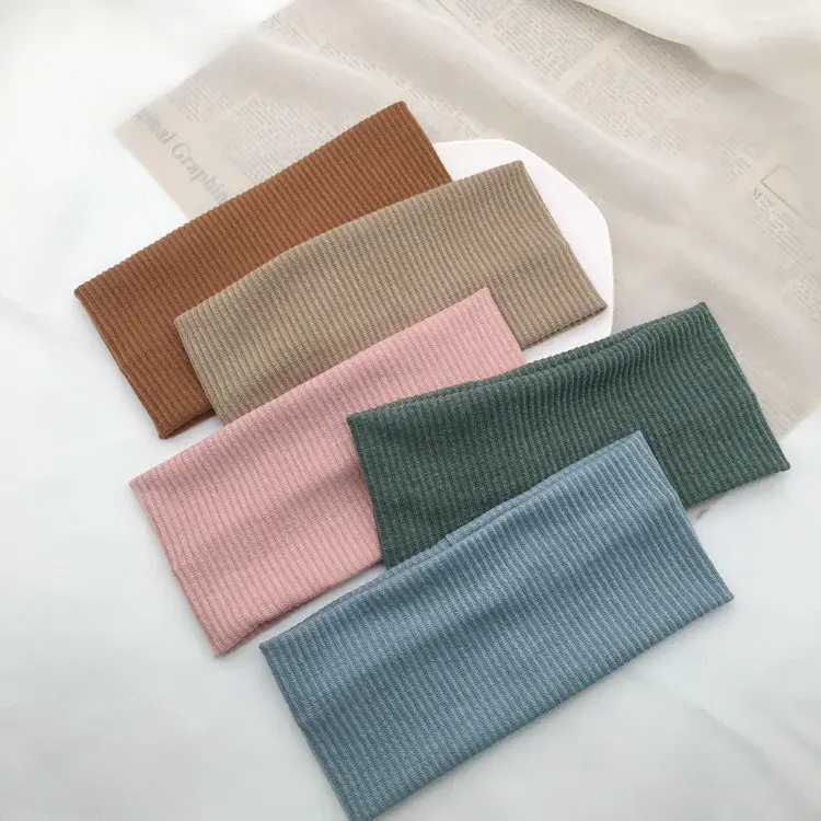 New Knitted Hair Bands Women Fashion Wide Elastic Headband Sport Yoga Hairband Soft Wash Face Makeup Headwrap Hair Accessories