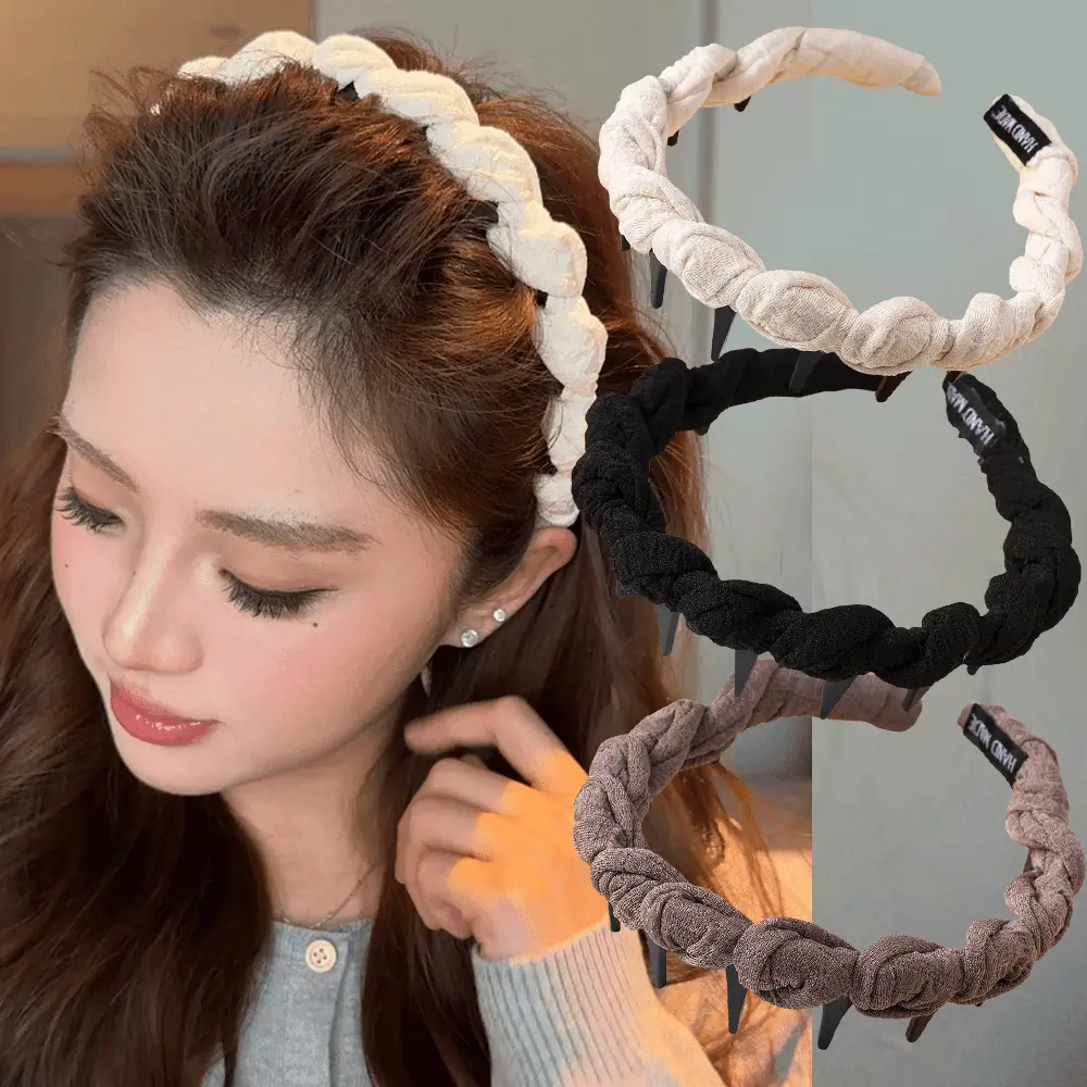 New Sweet Fabric Teethed Non-slip Hairband For Women Hair Hold Ornament Headband Hair Hoop Hair Band Fashion Hair Accessoories
