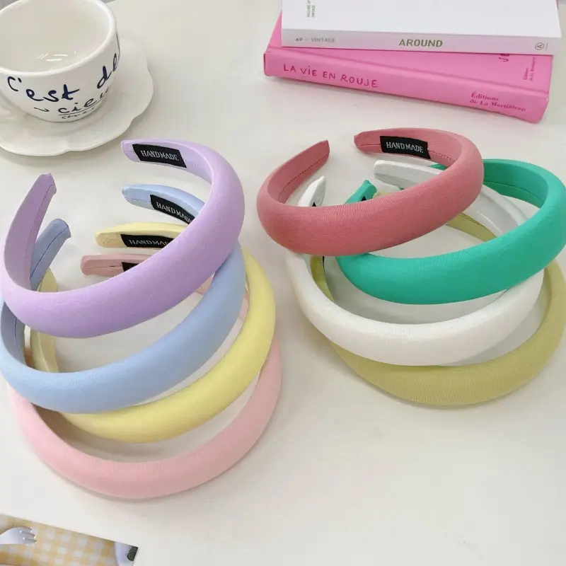 Macaron Color Wide-brimmed Sponge Headband for Women Korean Style Fashion Girl Face Wash Hairband