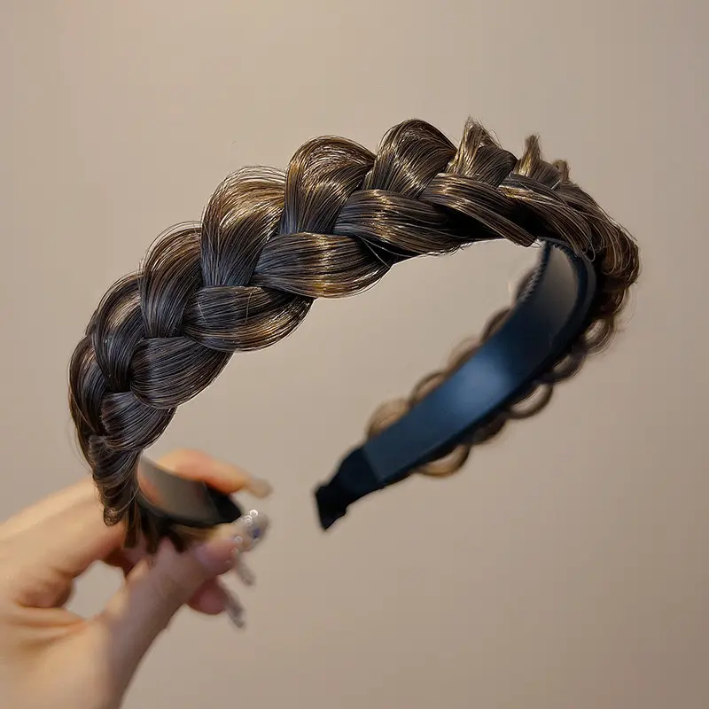 Lazy Wig Twist Headbands For Women Wide Fishbone Braids Hairbands Handmade Retro Head Hoop Hair Styling Headwear Accessories