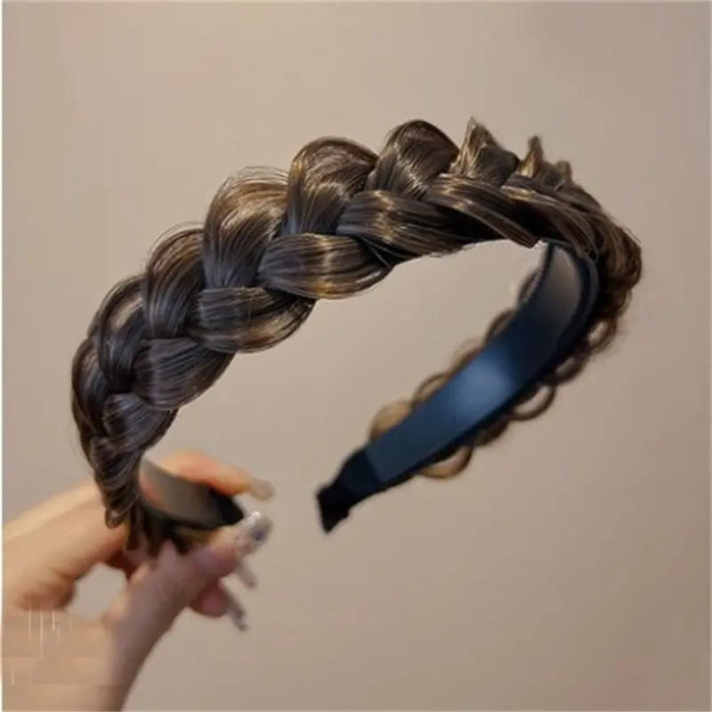 Lazy Wig Twist Headbands For Women Wide Fishbone Braids Hairbands Handmade Retro Head Hoop Hair Styling Headwear Accessories