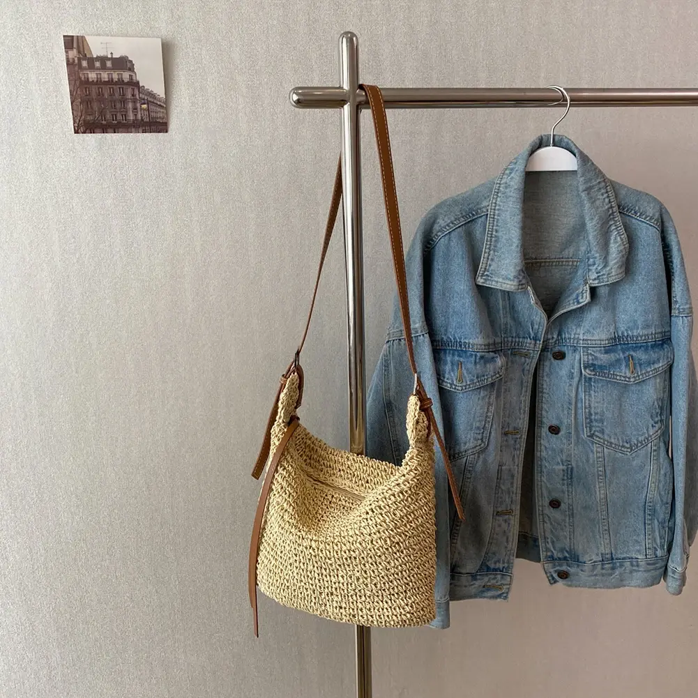Paper Rope Women Hand-Woven Handbags Handmade Ladies Woven Bag Fashion Casual Simple Elegant Strap Adjustable Female Purse