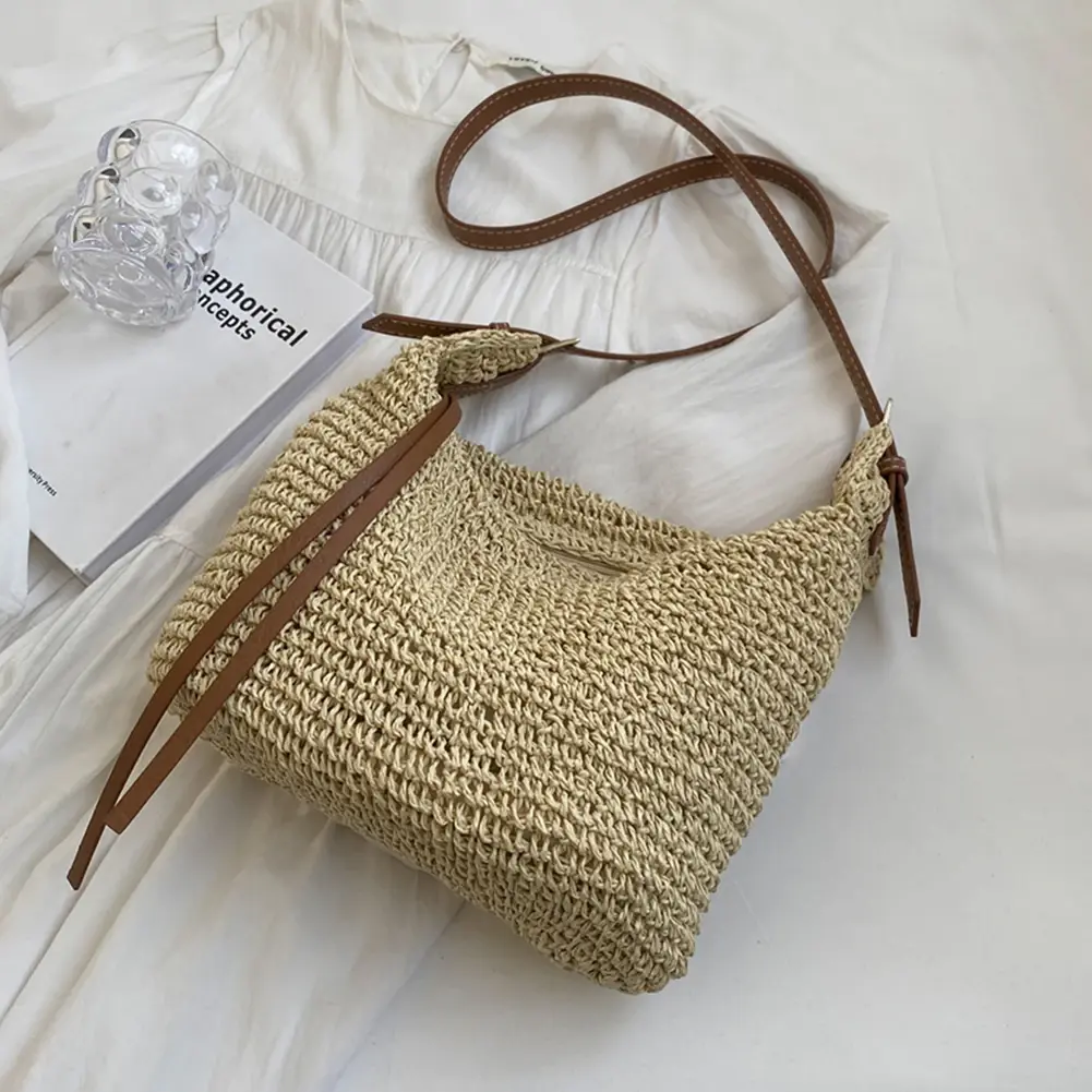 Paper Rope Women Hand-Woven Handbags Handmade Ladies Woven Bag Fashion Casual Simple Elegant Strap Adjustable Female Purse