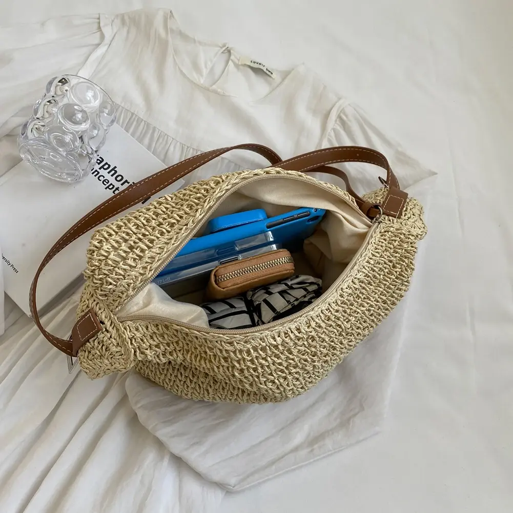 Paper Rope Women Hand-Woven Handbags Handmade Ladies Woven Bag Fashion Casual Simple Elegant Strap Adjustable Female Purse