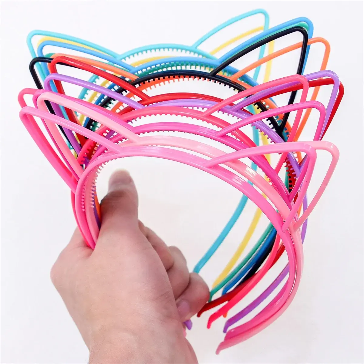 12pcs Cartoon Headdress Kids Cute Hairpin Jewellery Cute Cat Ears Hair Accessories Plastic Cat Ears Hairband Children Hair Wear