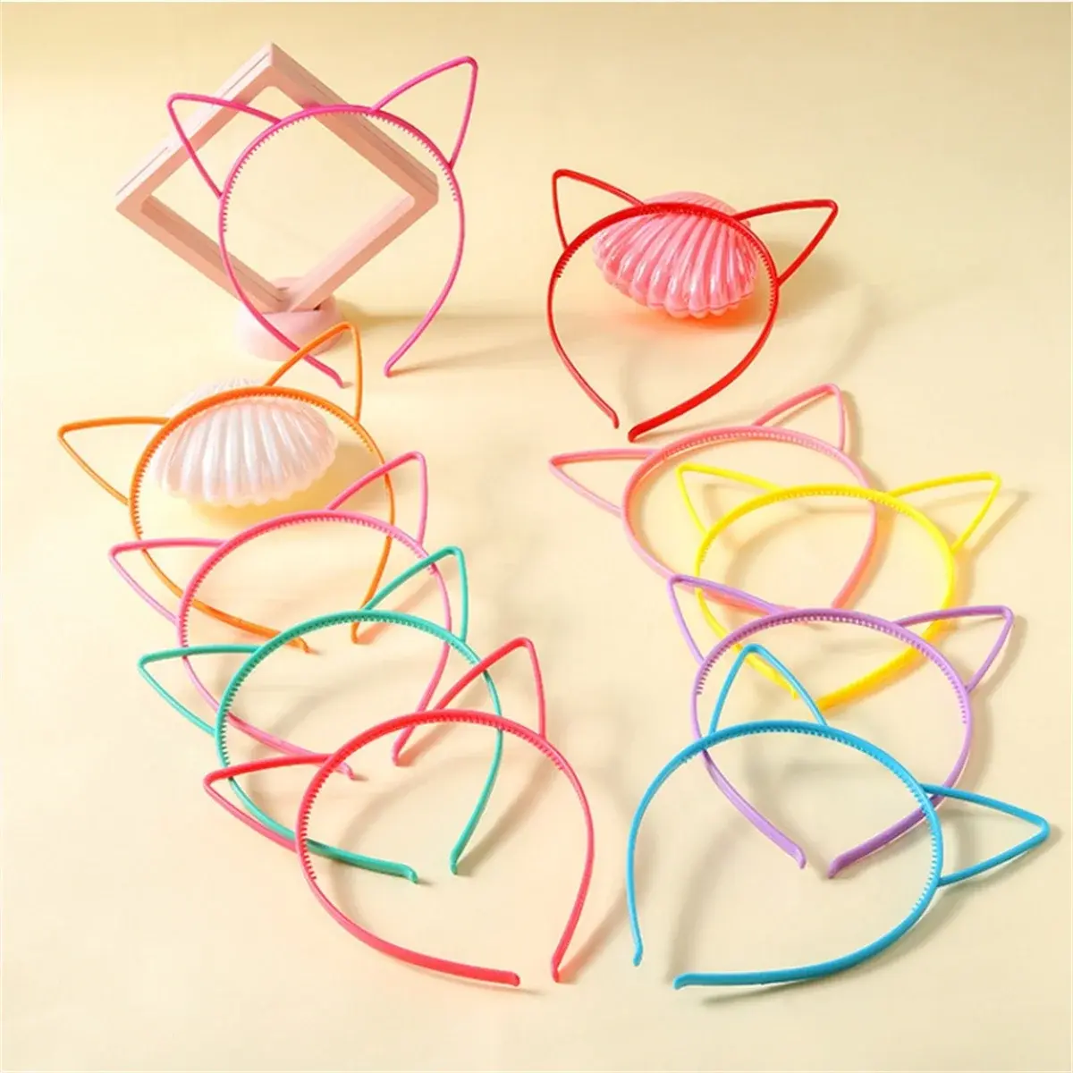 12pcs Cartoon Headdress Kids Cute Hairpin Jewellery Cute Cat Ears Hair Accessories Plastic Cat Ears Hairband Children Hair Wear