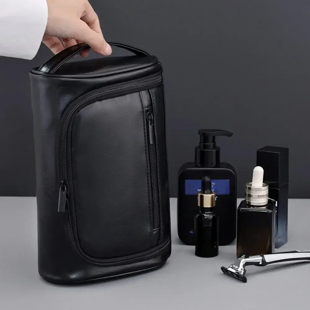 Women Men Retro PU Leather Cosmetic Bags High Quality Travel Toiletry Bag Female Waterproof Travel Makeup Bag Toiletry Bag