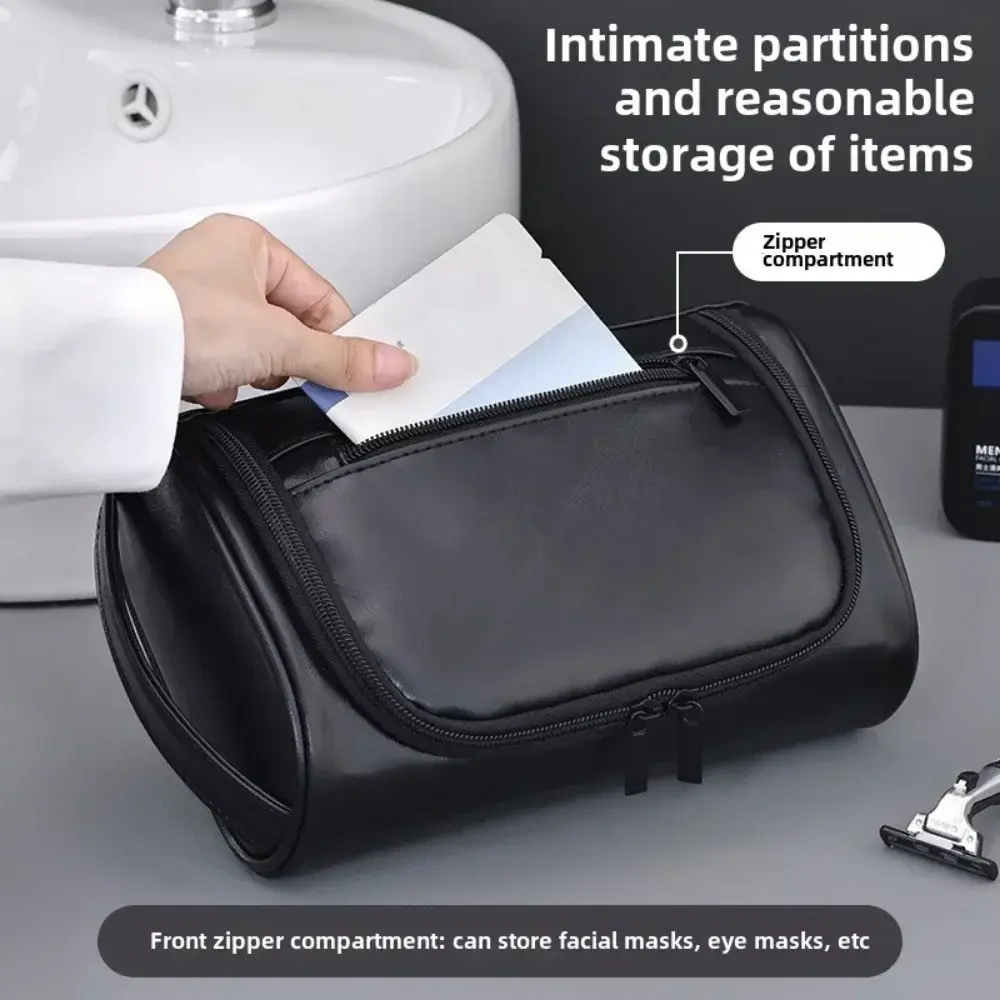 Women Men Retro PU Leather Cosmetic Bags High Quality Travel Toiletry Bag Female Waterproof Travel Makeup Bag Toiletry Bag