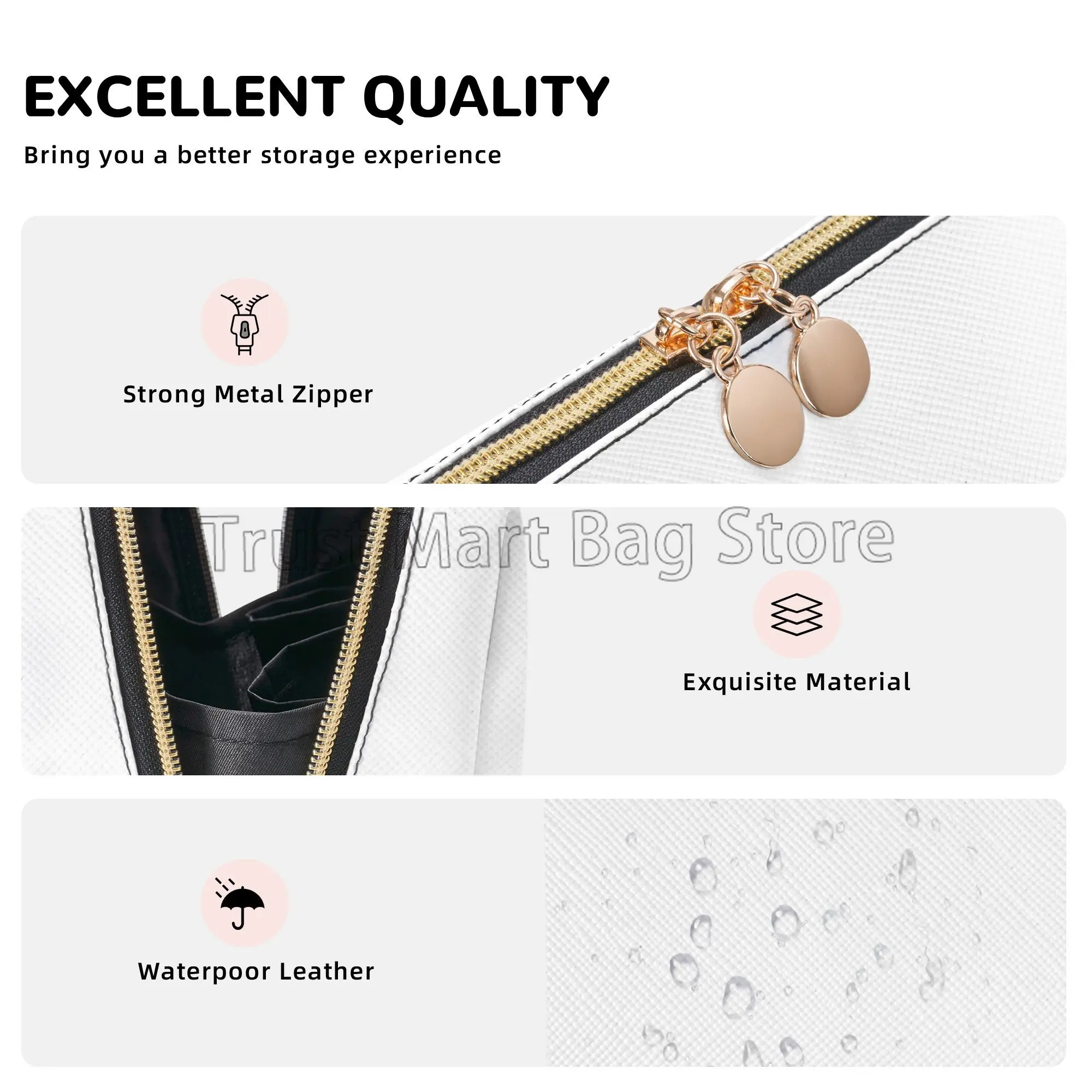 Vincent Van Gogh Almond Blossom Large Travel Makeup Bag Leather Cosmetic Bags Storage Bag for Women Waterproof Toiletry Pouch