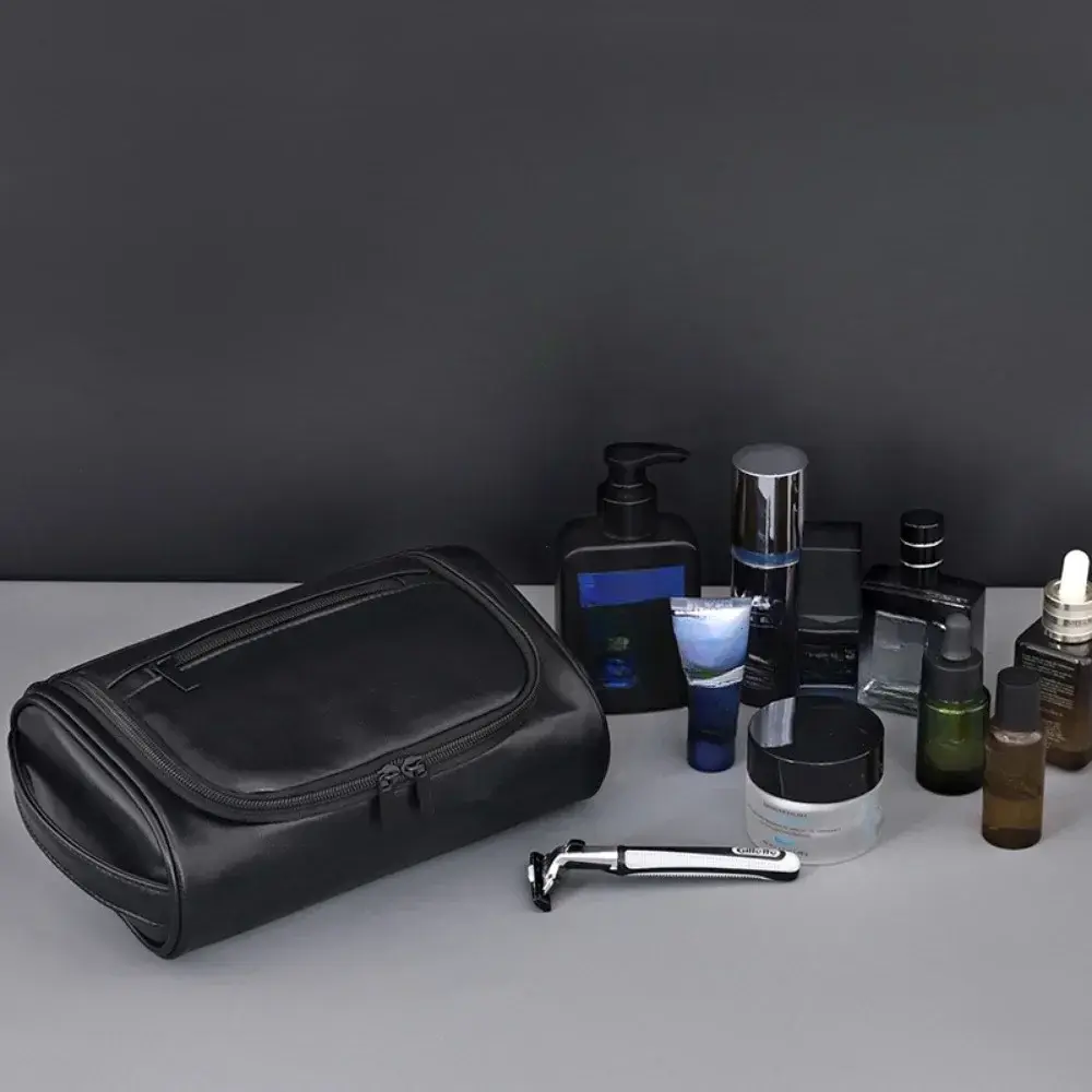 Women Men Retro PU Leather Cosmetic Bags High Quality Travel Toiletry Bag Female Waterproof Travel Makeup Bag Toiletry Bag