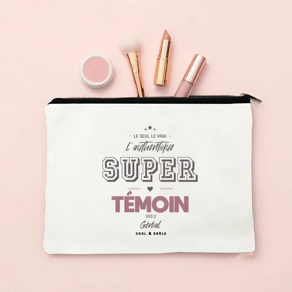 Do You Want To Be My Witness French Print Makeup Bag Female Neceser Toiletry Storage Linen Zipper Bags Wedding Gift for Witness