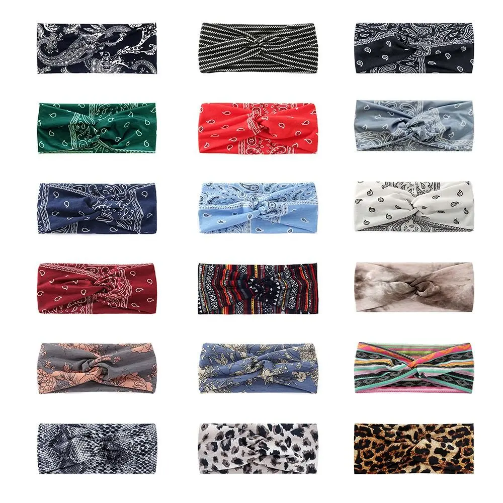 Soft Women's Stretchy Headbands Non-Slip Absorbed Sweat Printed Hairbands Hair Accessories for Daily Life Yoga Workout
