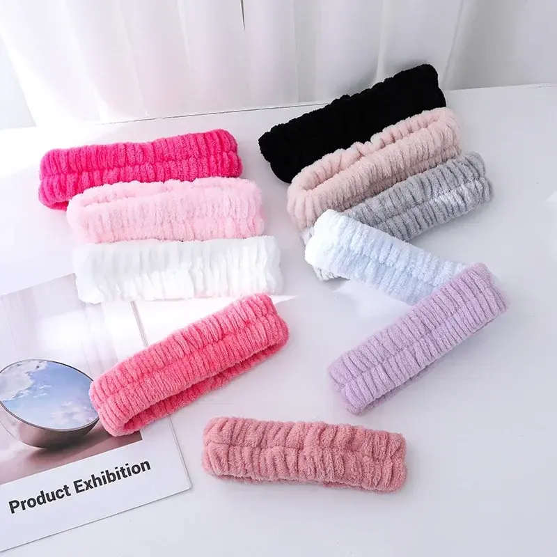 Soft Coral Fleece Headband Women Makeup Wash Face Spa Elastic Hair Band Fashion Female Girls Hair Accessories Wrist Washband