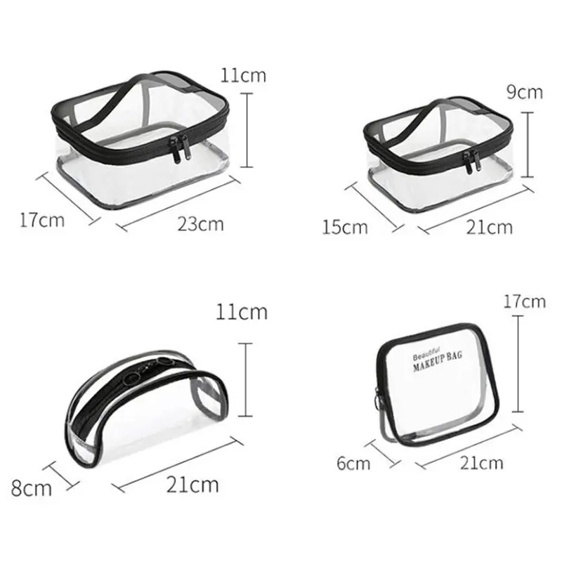 Transparent PVC Cosmetic Bag For Women Waterproof Clear Makeup Bags Beauty Case Make Up Organizer Storage Bath Toiletry Wash Bag