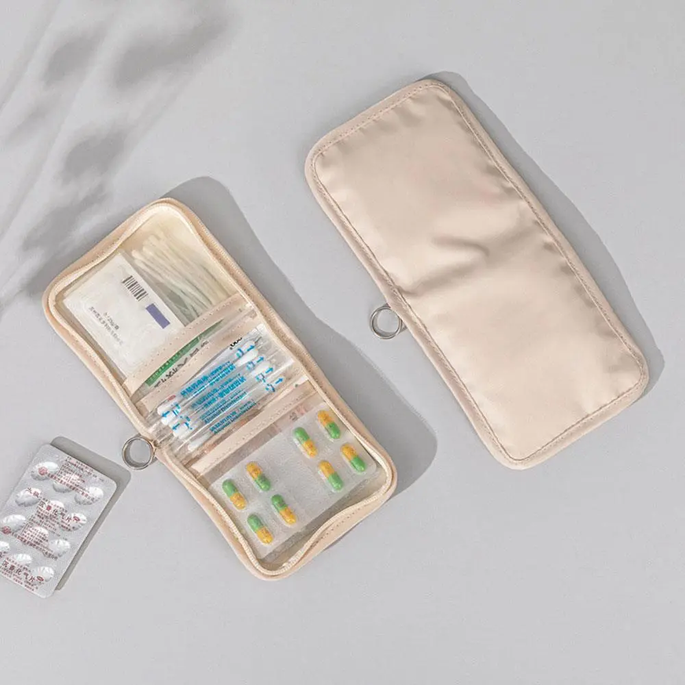 Portable Medical Pouch Makeup Bag Foldable Large Opening With Zip Sort First Aid Kit Outdoor Travel Storage Bag Cosmetic Bags
