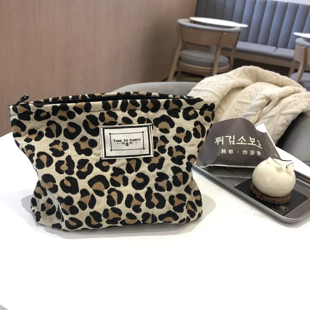 Cosmetic Bag Women Floral Makeup Case Organizer Korean Embroidery Cosmetic Pouch Travel Toiletry Bag Corduroy Canvas Beauty Case