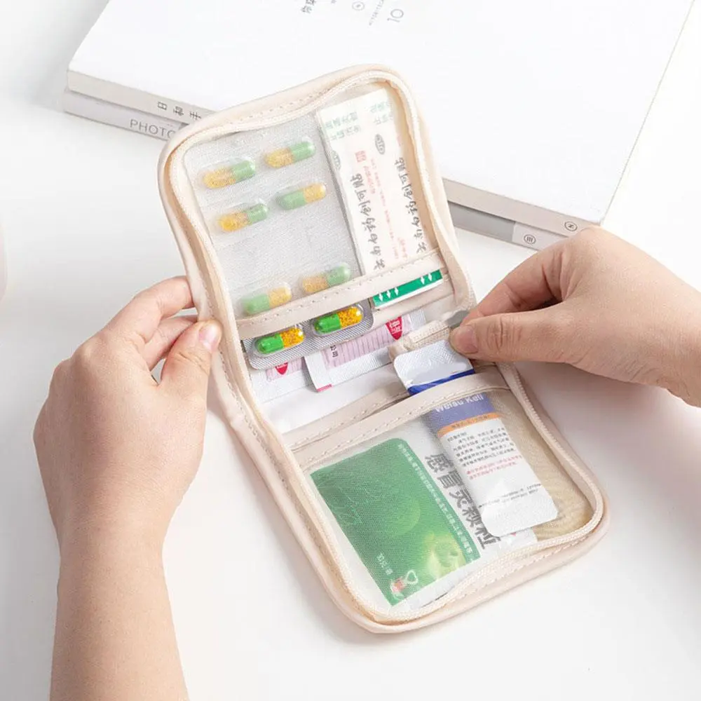 Portable Medical Pouch Makeup Bag Foldable Large Opening With Zip Sort First Aid Kit Outdoor Travel Storage Bag Cosmetic Bags