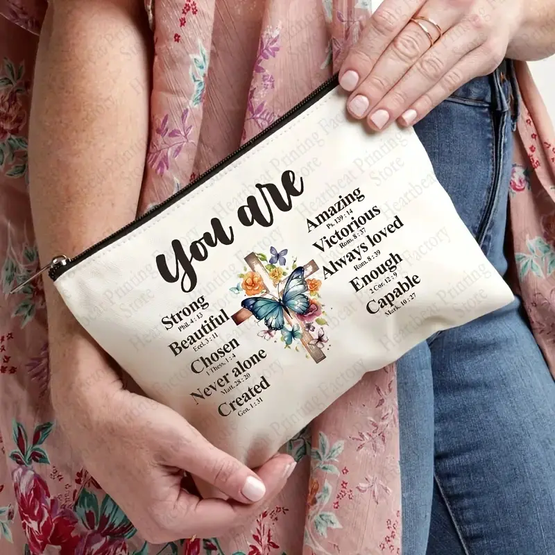 Inspirational Christian Gifts for Women Makeup Bag Encouragement Religious Gifts Bible Verse Cosmetic Bag Scripture Skincare Bag