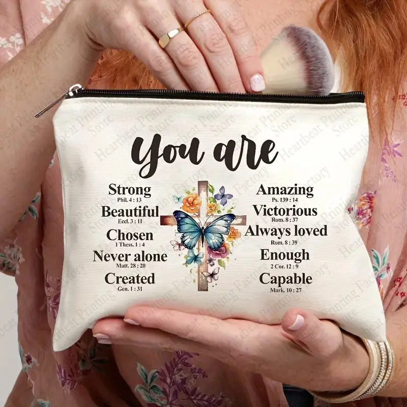 Inspirational Christian Gifts for Women Makeup Bag Encouragement Religious Gifts Bible Verse Cosmetic Bag Scripture Skincare Bag
