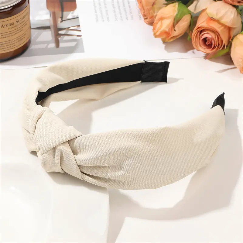 Minimalist Women Headbands Solid Twill Cloth Knotted Hairbands for Lady Girls Casual Shopping Travel Headpiece Accessories