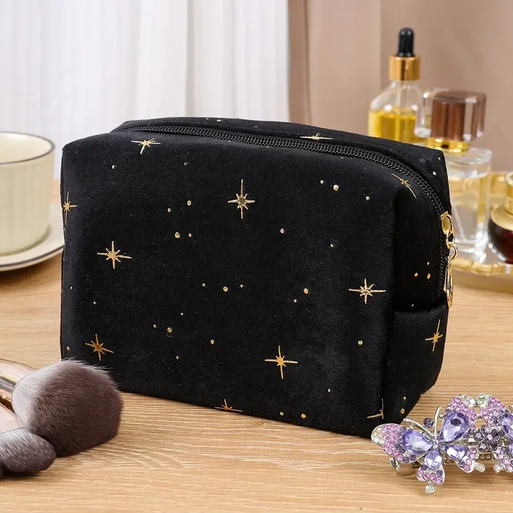 New Cosmetic Bag for Women Travel Portable Toiletry Bag Soft Velvet Cosmetics Makeup Brush Lipstick Storage Bag Organizer Pouch