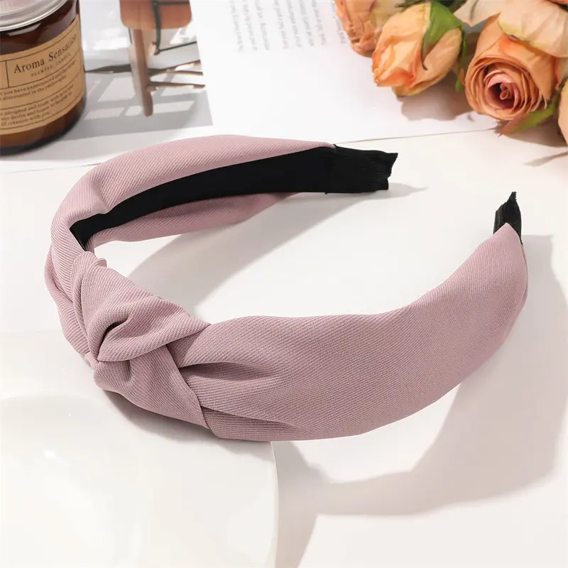 Minimalist Women Headbands Solid Twill Cloth Knotted Hairbands for Lady Girls Casual Shopping Travel Headpiece Accessories