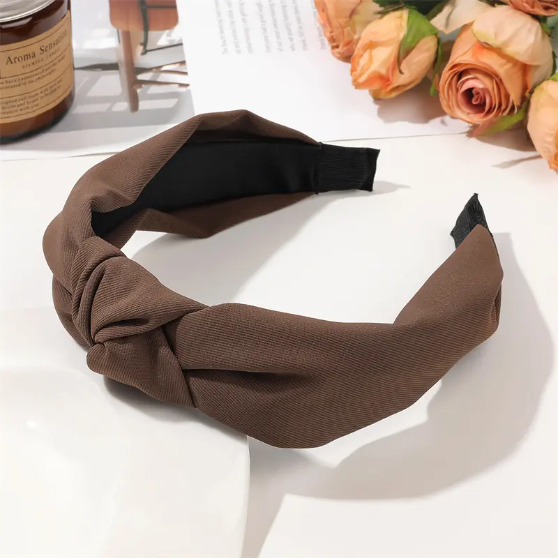 Minimalist Women Headbands Solid Twill Cloth Knotted Hairbands for Lady Girls Casual Shopping Travel Headpiece Accessories