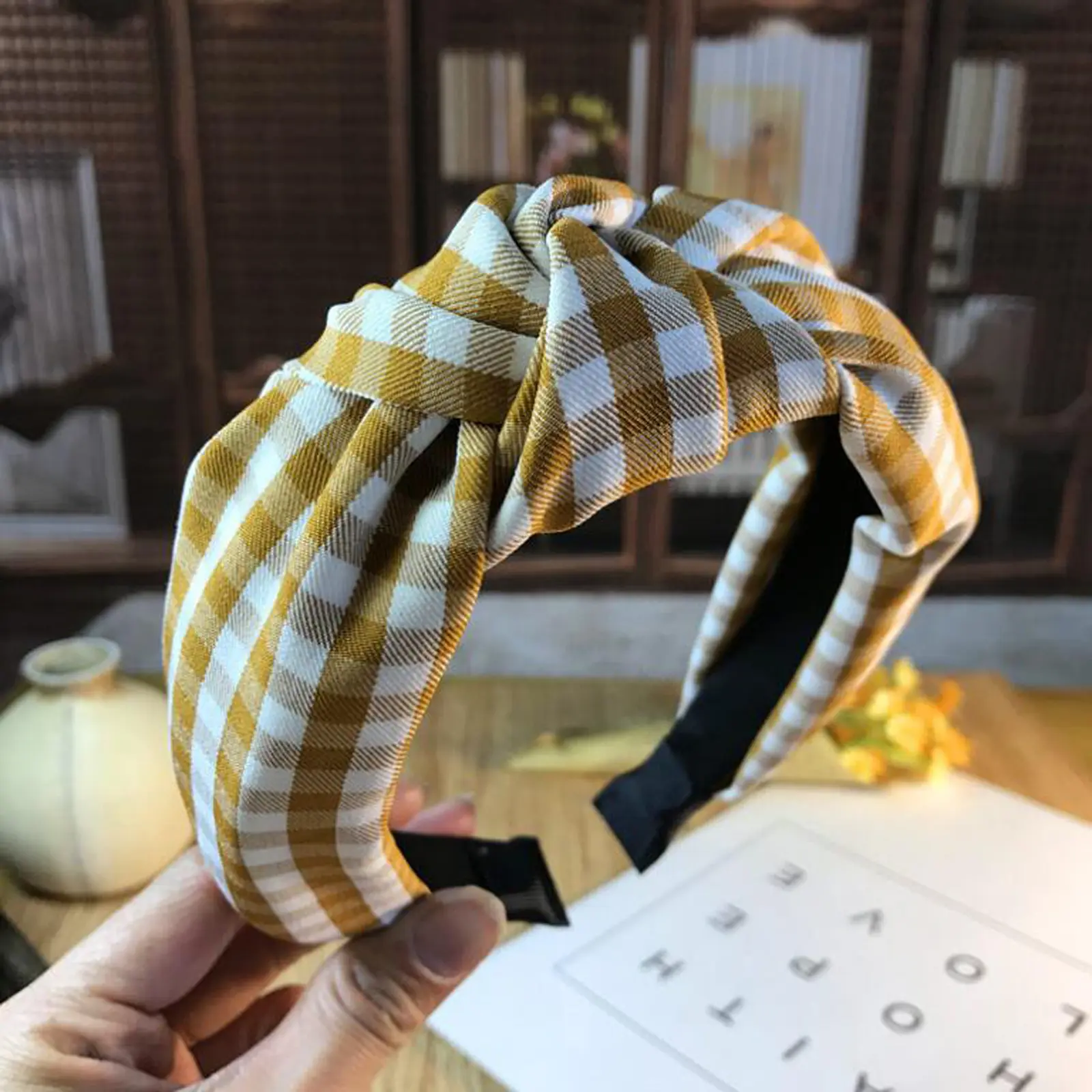 New Fashion Women Hairband Classic Lattice Headband Adult Warm Hair Band Center Knot Headwear Turban Hair Accessories