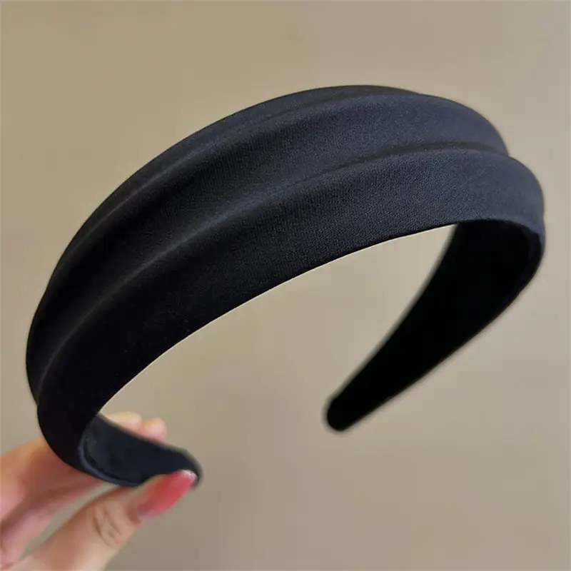 Elegant Women High Cranium Headbands Wide Brimmed Satin Cloth Hairbands Fashion Female Daily Party Press Hair Accessories