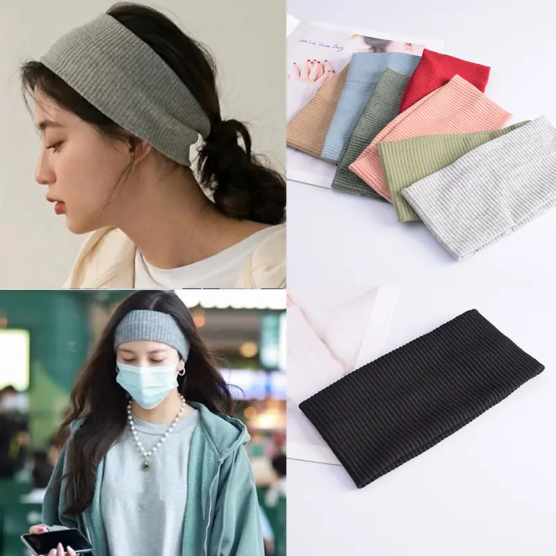 Sports Cycling Wash Face Hairbands Soft Korean Cotton Knitted Headband For Women Girls Bandanas Fashion Hair Accessories