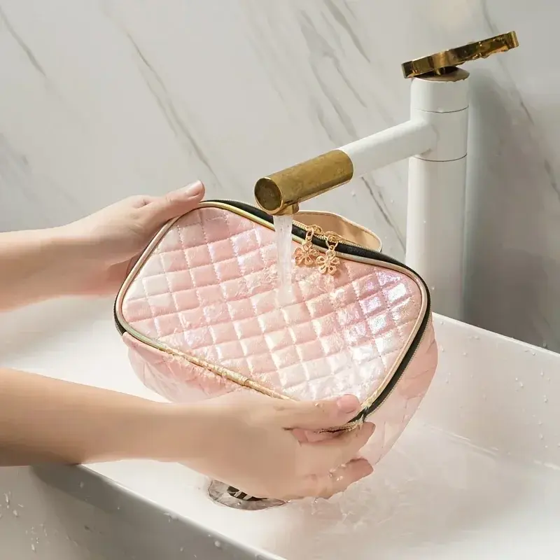 Women Large Capacity PU Cosmetic Handbag Travel Toiletry Bag Multifunctional Portable Storage Bags