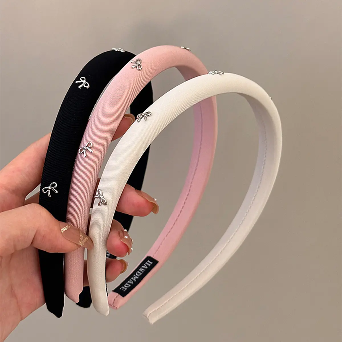 1pc/3pcs butterfly tie headband simple solid color fabric sponge head buckle headband accessory