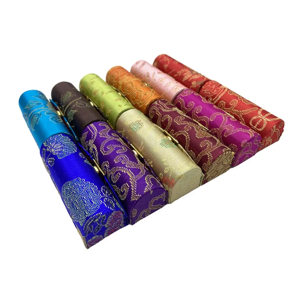 Flower Jacquard Lipstick Case Single Jewellery Box Lip Gloss Storage Case Cosmetic Bags With Mirror Women Makeup Storage Box