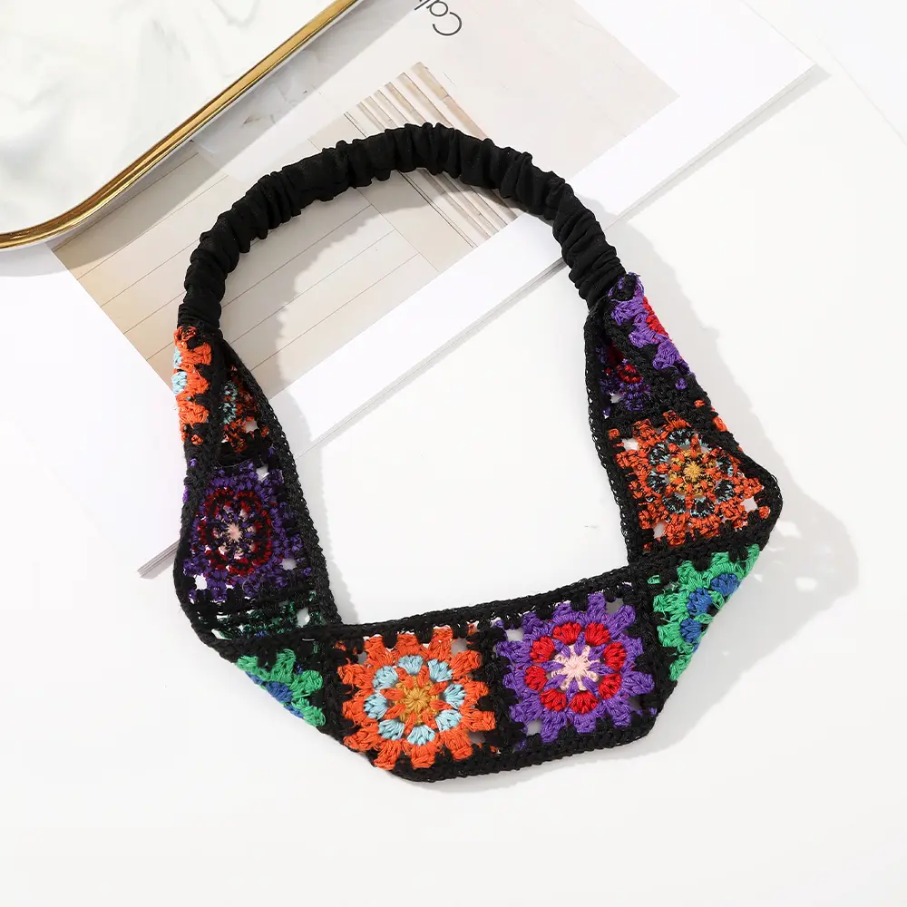 Knitting Flower Headbands Bandana Hair Band Women Retro Travel Headwarp Fashion Elastic Hair Accessories Hair Turban Scarf